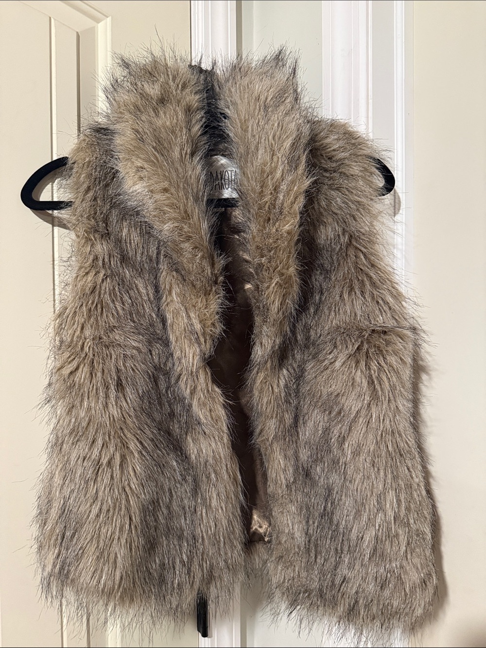 BB Dakota Faux Fur Vest in Taupe and Gray